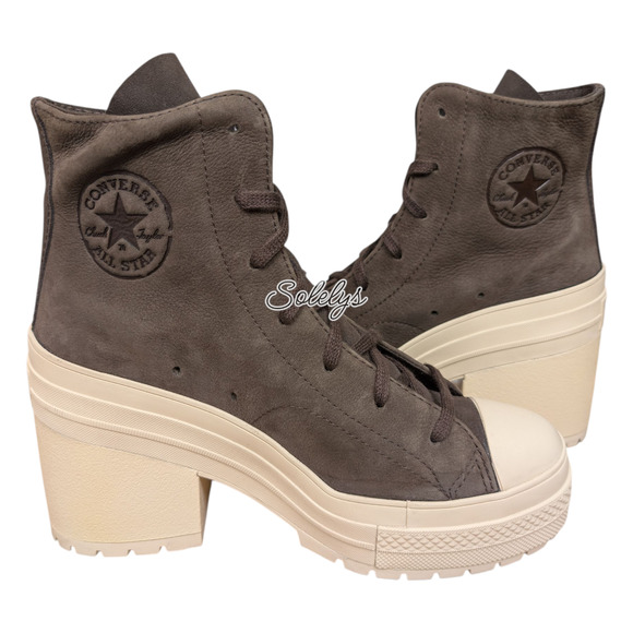 Converse Chuck 70 De Luxe Heel Platform Nubuck Leather Coffee Sneaker Boot 8.5 - Picture 9 of 9